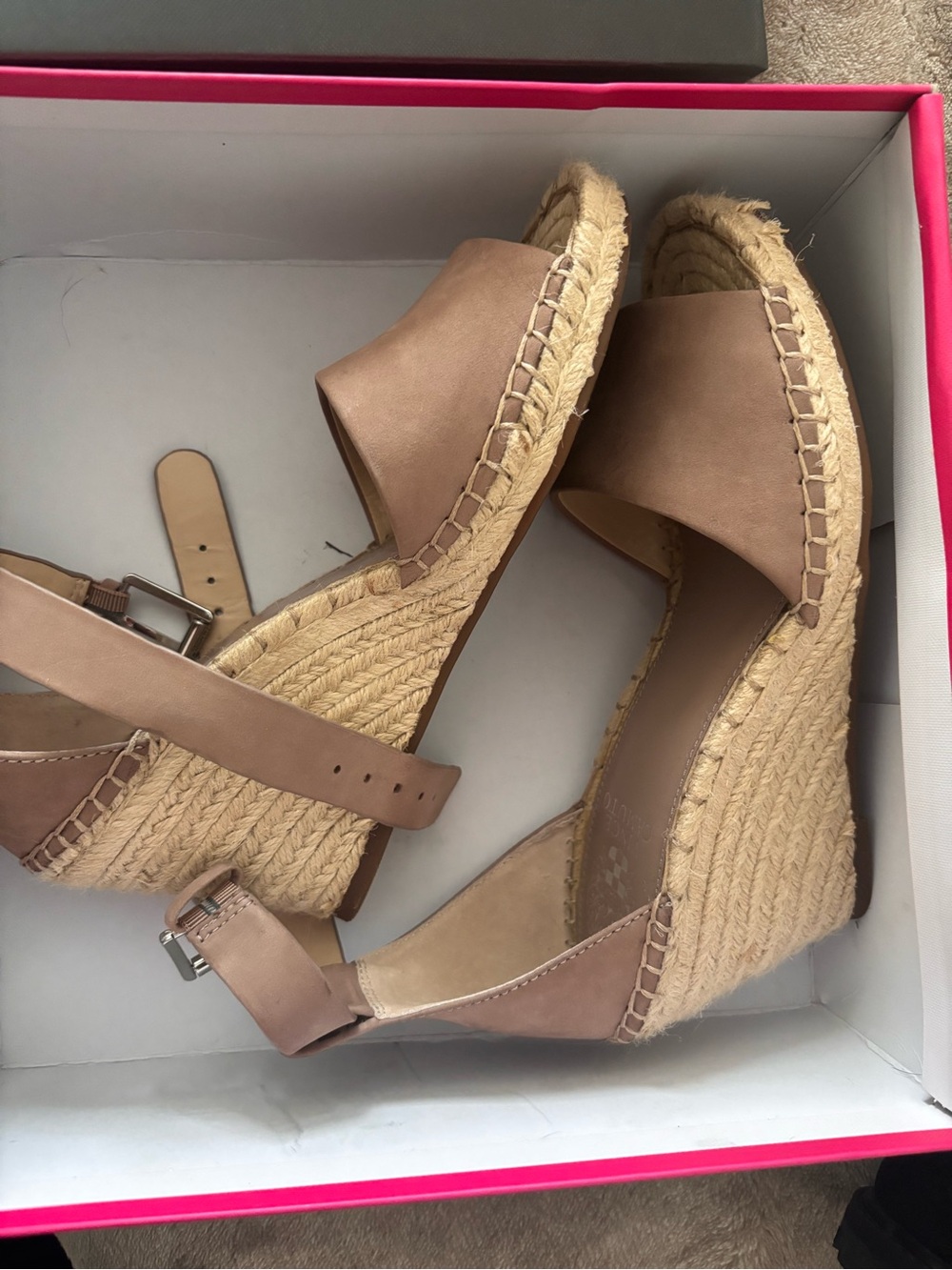 Vince Camuto Tan Espadrille Wedge Sandals with Ankle Strap